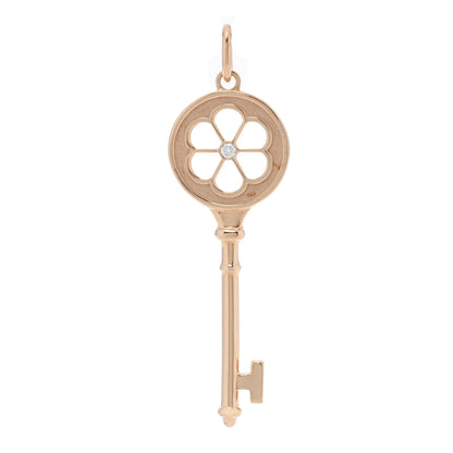 Tiffany 18K Rose Gold Diamond Blossom Key Pendant 1 of 3