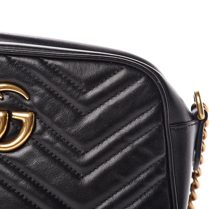 Gucci Calfskin Matelasse Small GG Marmont Chain Shoulder Bag Black 8 of 10