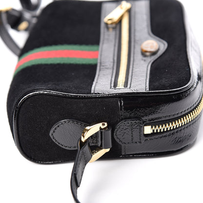 Gucci Suede Patent Web Mini Ophidia Shoulder Bag Black 10 of 14