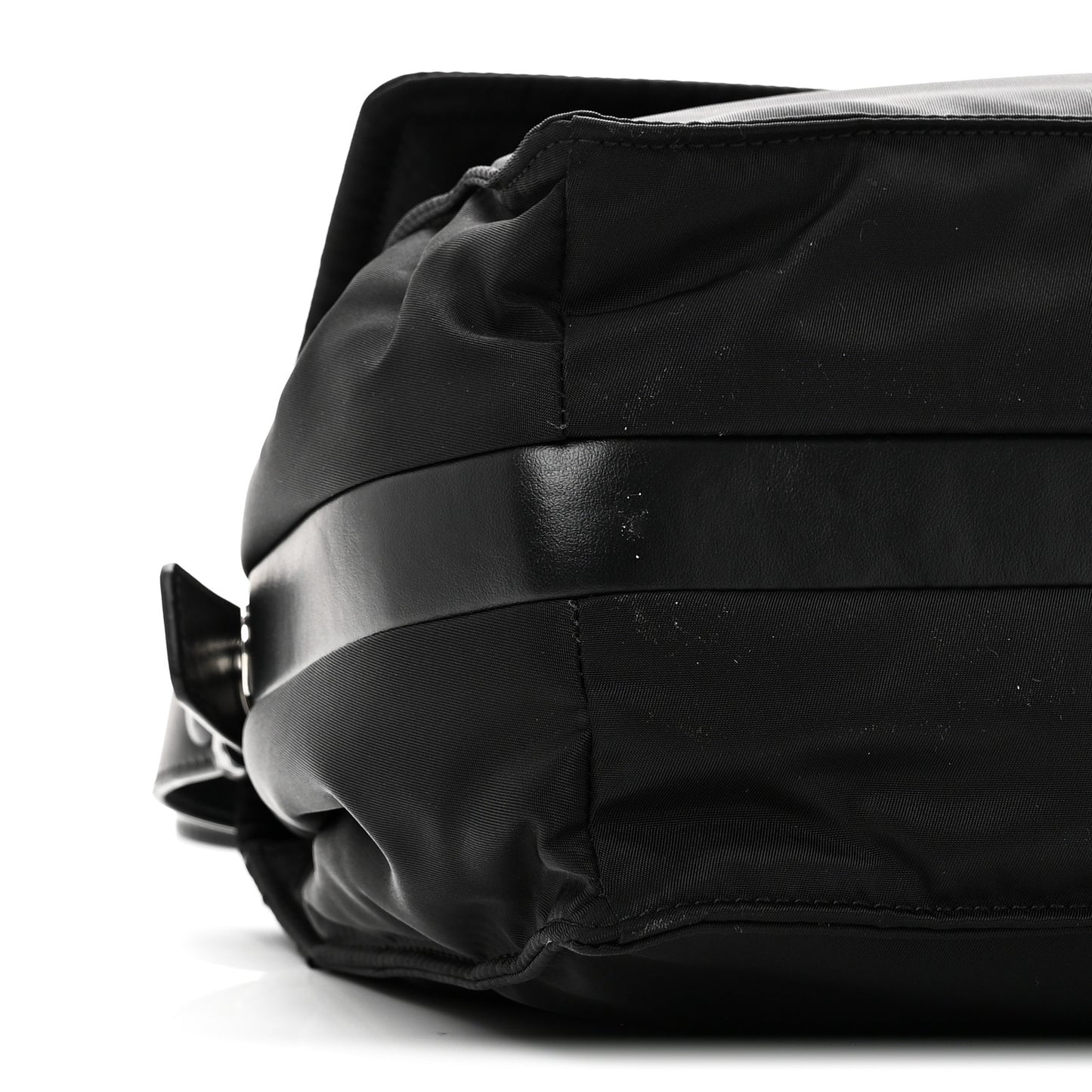 Re-Nylon Vitello Padded Large Flap Shoulder Bag Black