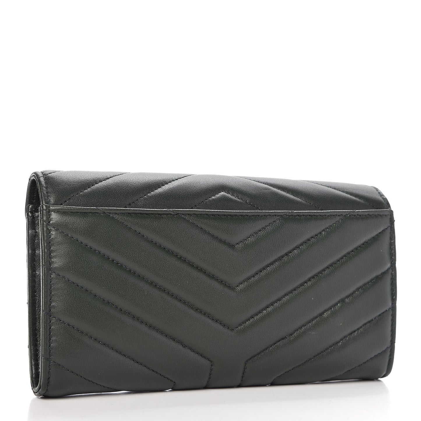 Lambskin Y Quilted Monogram Large Loulou Flap Wallet Olive