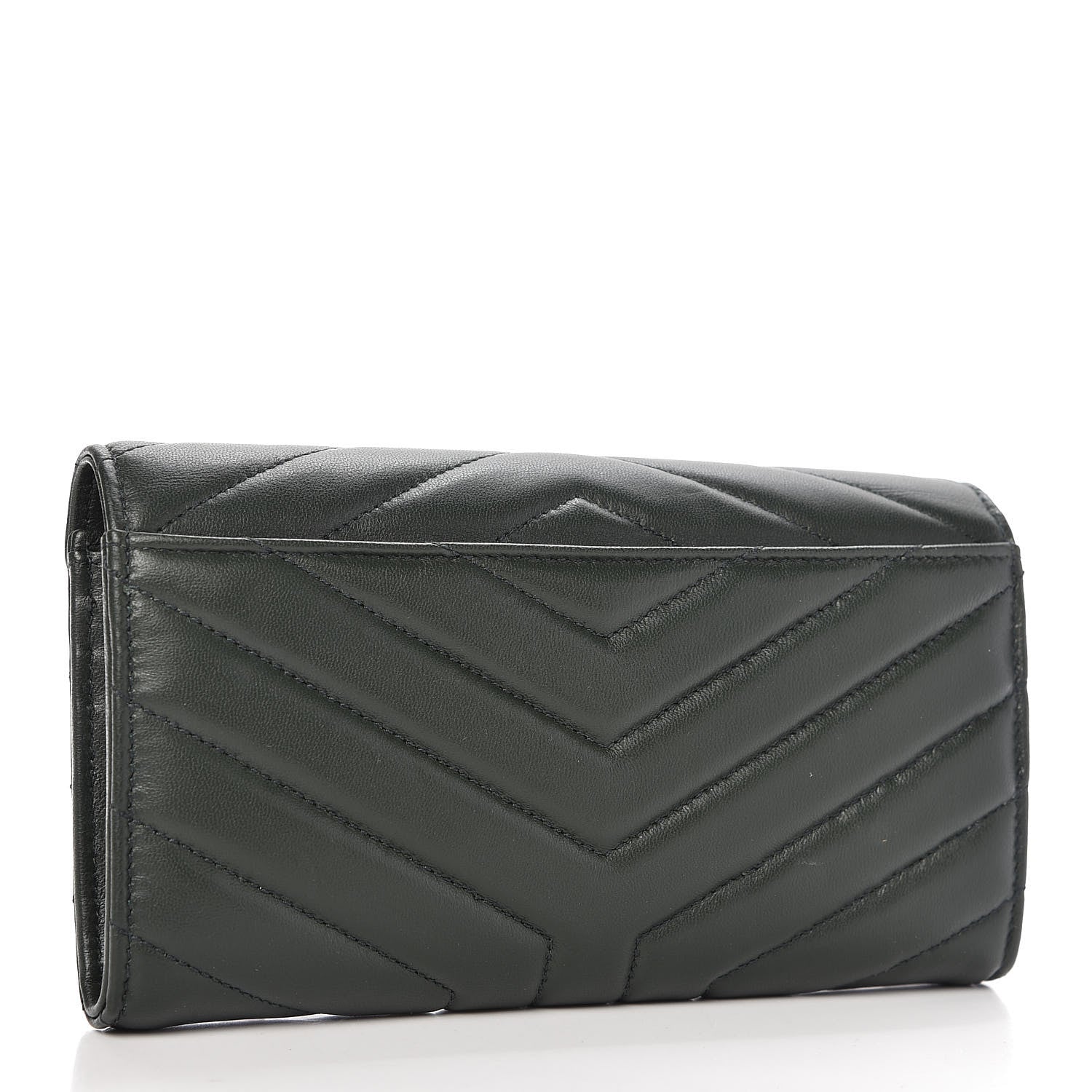 Saint Laurent Lambskin Y Quilted Monogram Large Loulou Flap Wallet Olive 3 of 10