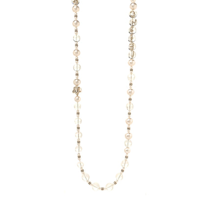 Chanel Resin Pearl Crystal Flora On Ice Necklace Golden Pearly White Transparent 1 of 5