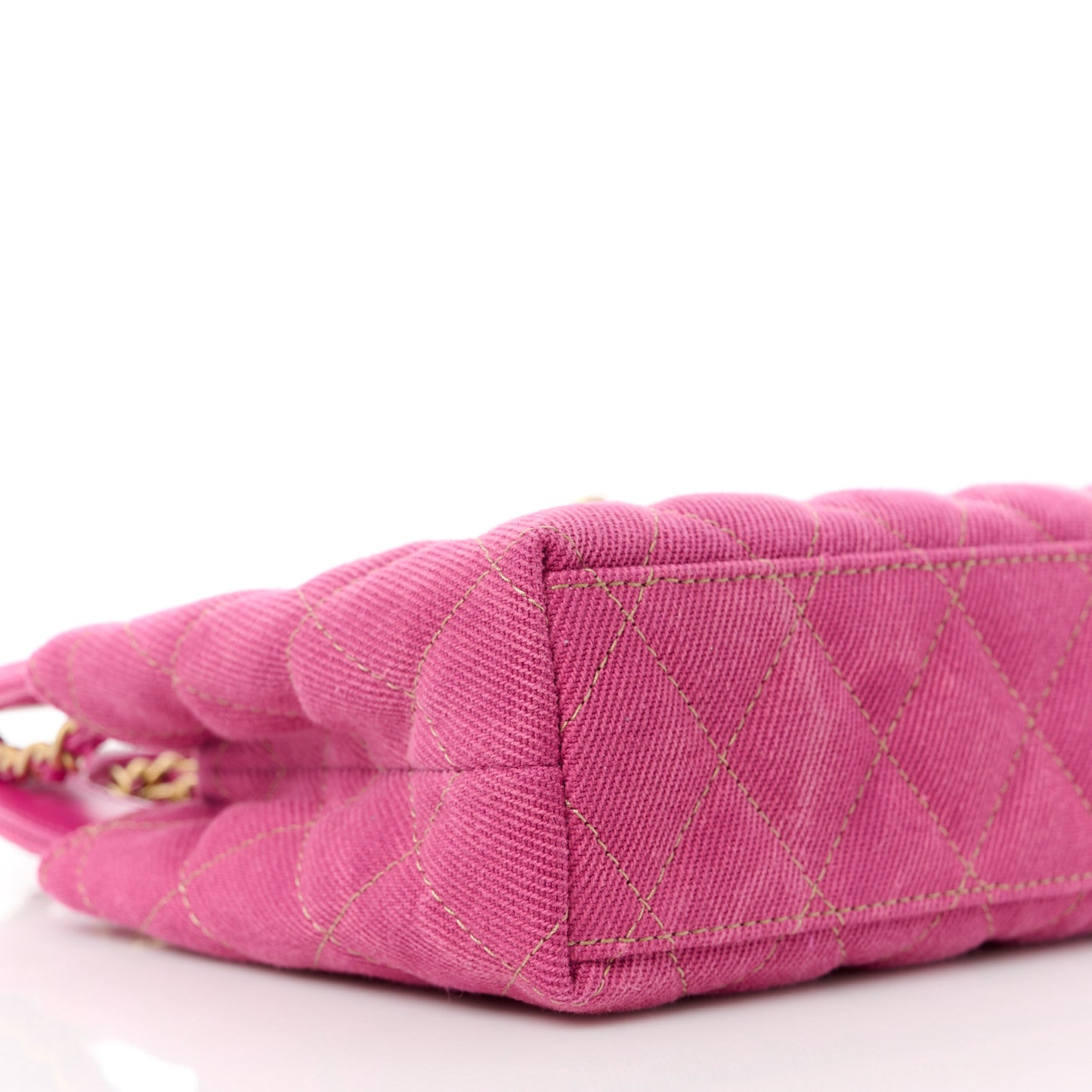 Denim Quilted Nano Kelly Shopper Fuchsia