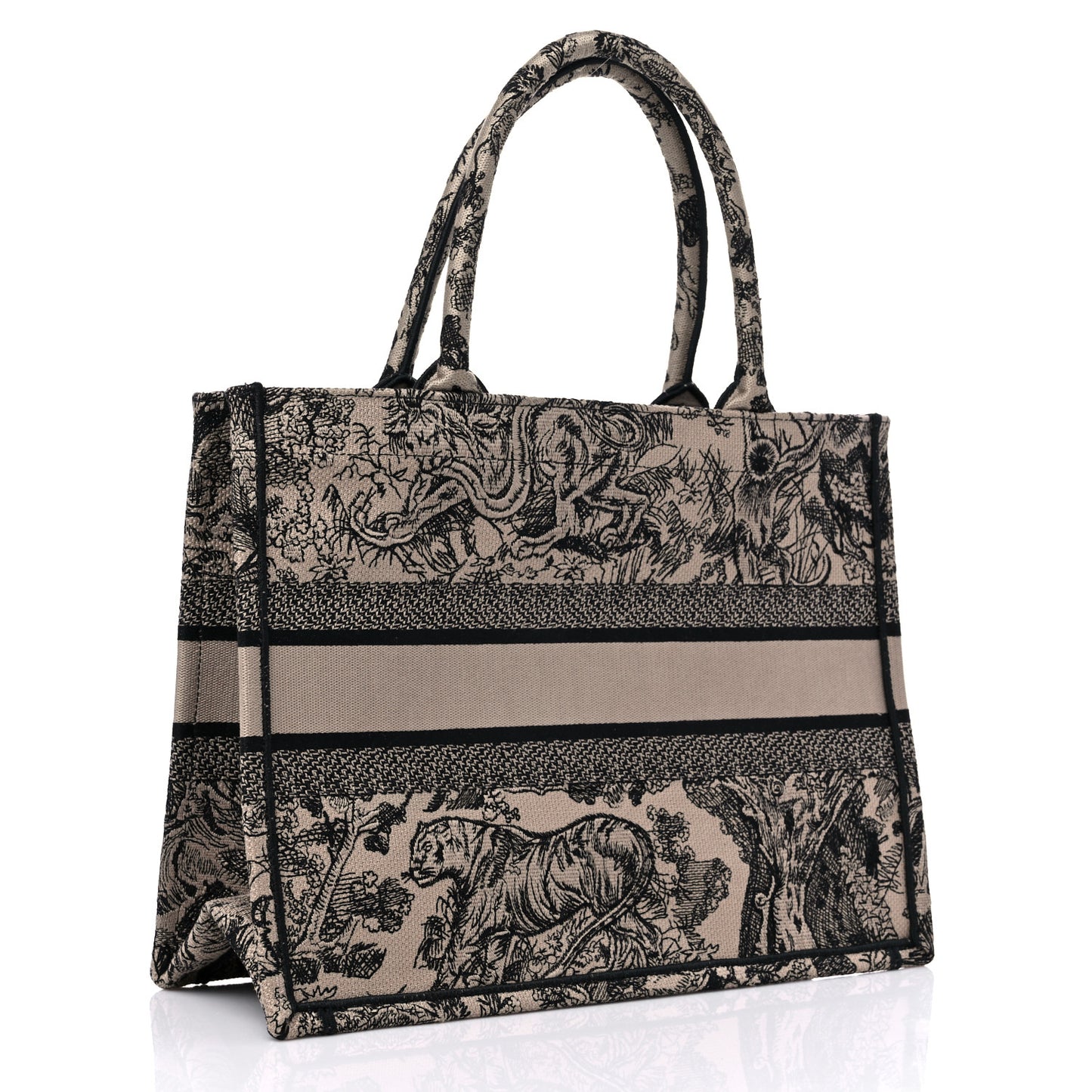 Canvas Embroidered Medium Dioriviera Toile De Jouy Book Tote Black