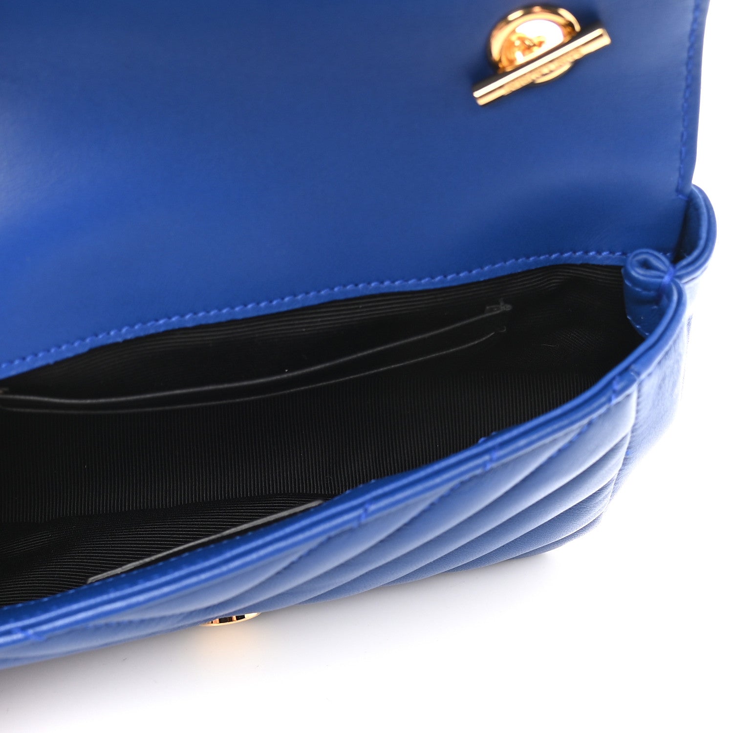 Saint Laurent Sheepskin Matelasse Chevron Monogram Classic Baby Chain Bag Blue Majorelle 5 of 8
