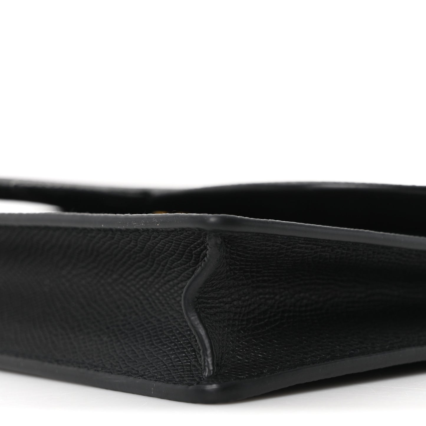 Grained Calfskin Saddle Chain Pouch Black