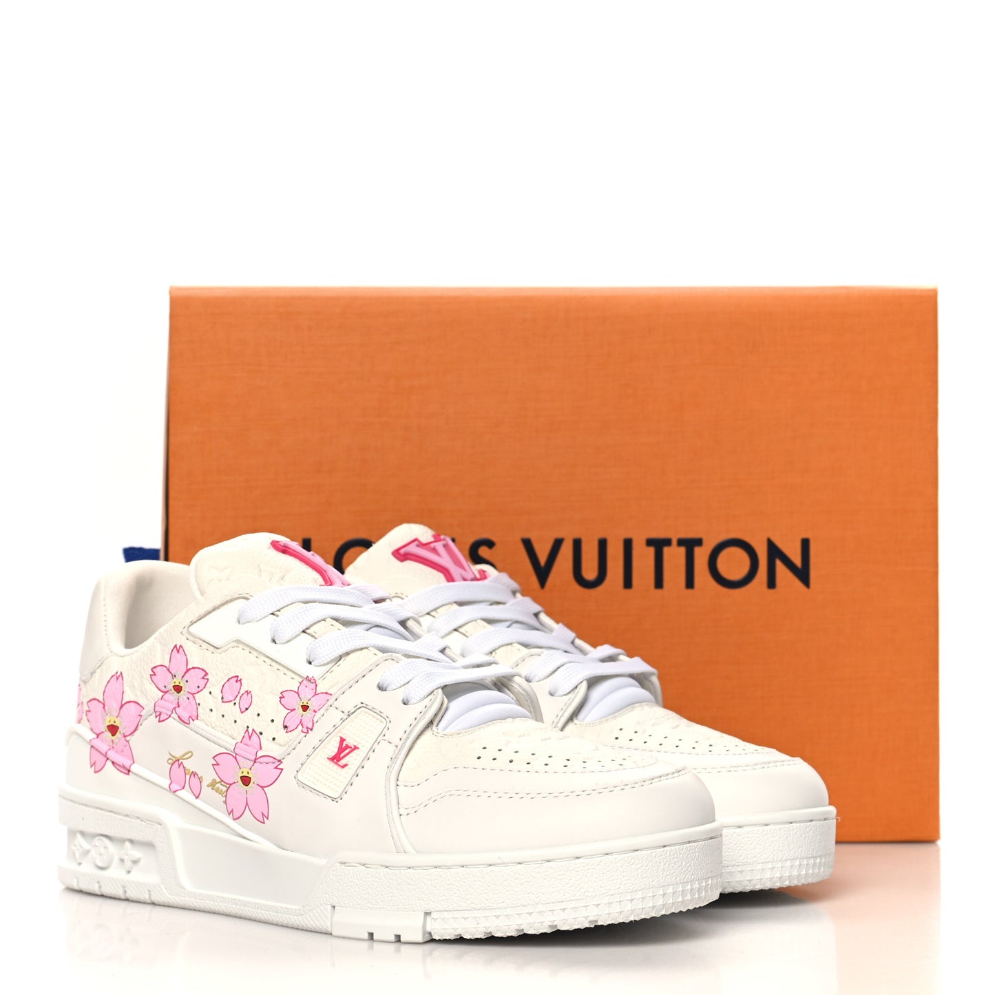 LV X TM Embossed Monogram Cherry Blossom LV Trainer Sneakers 37 White