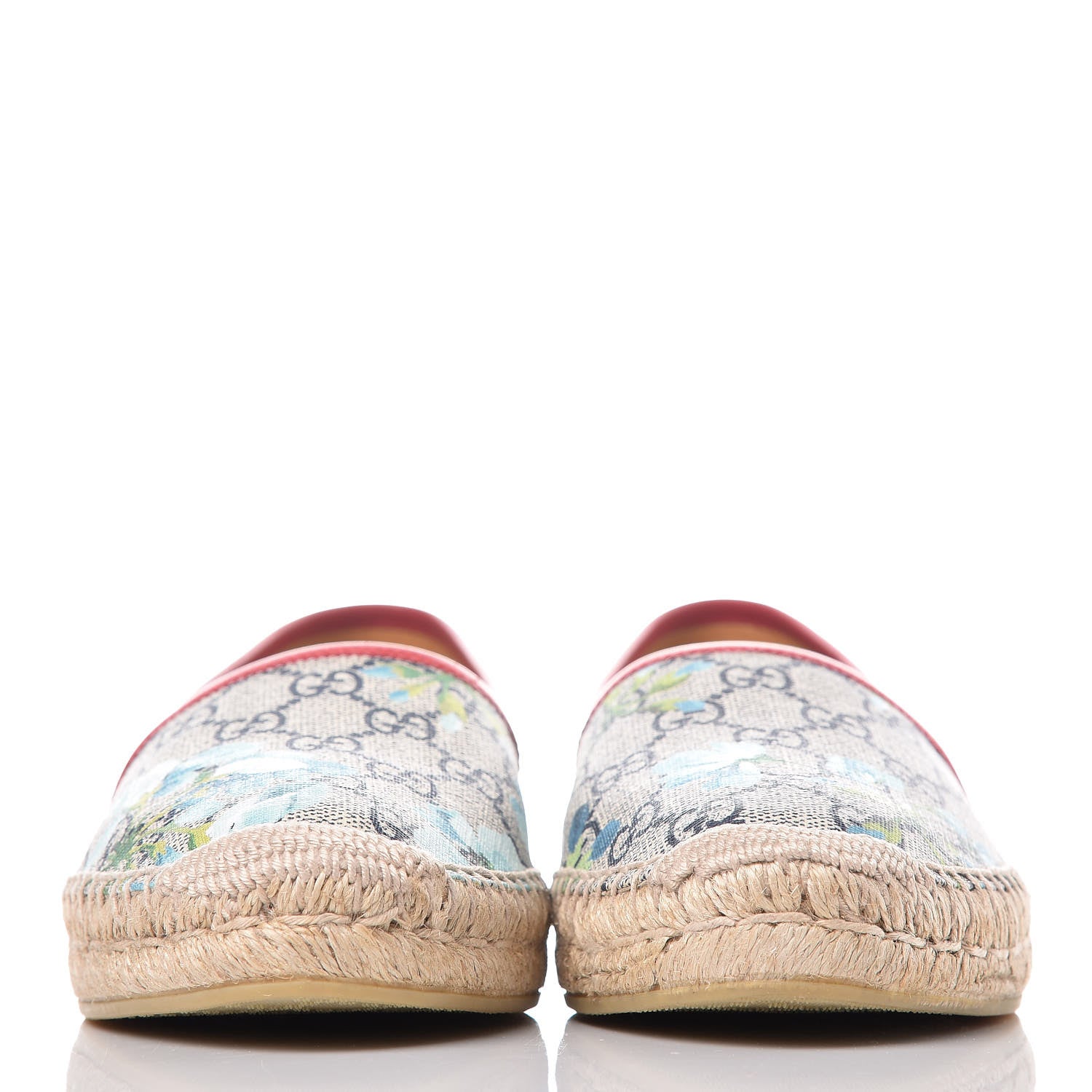 Gucci GG Supreme Monogram Blooms Espadrilles 38 Beige Blue Navy Hibiscus Red 2 of 10