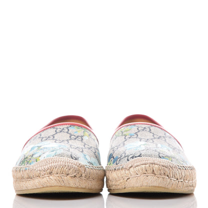 Gucci GG Supreme Monogram Blooms Espadrilles 38 Beige Blue Navy Hibiscus Red 2 of 10
