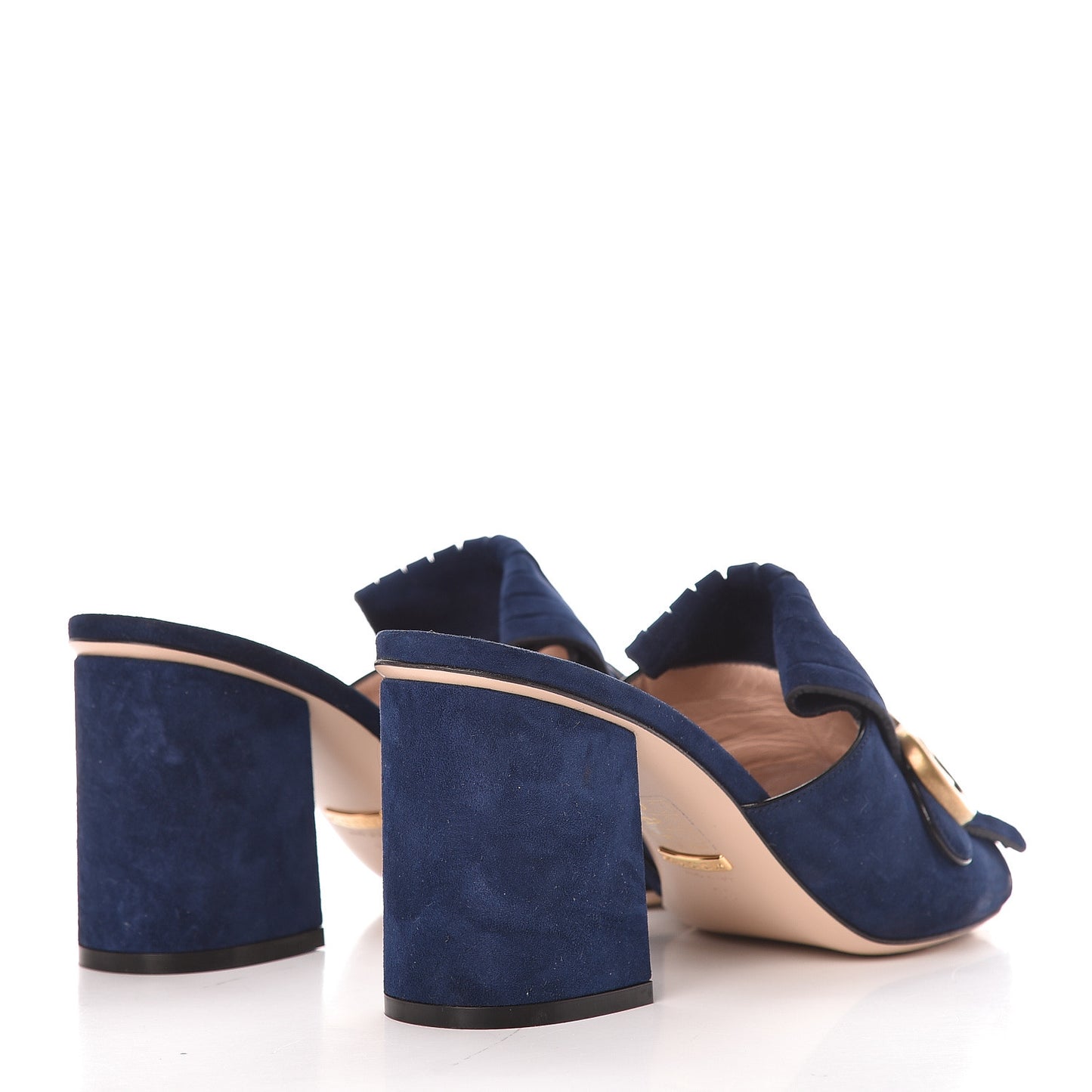 Kid Scamosciato GG Marmont Fringe 75mm Slide Sandals 39 Blue Ink