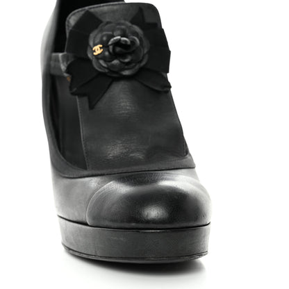 Chanel Lambskin Cap Toe Camellia CC Pumps 41 Black 9 of 11