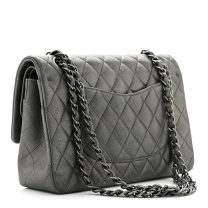 Chanel Metallic Lambskin Quilted Medium Double Flap Pewter 3 of 12