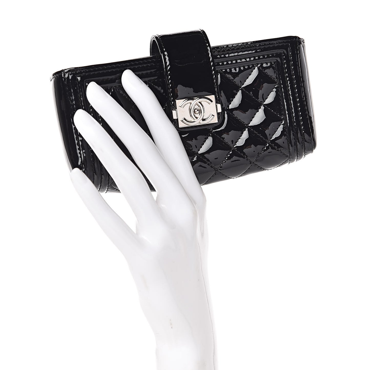 Patent Mini Boy Phone Holder Clutch Black
