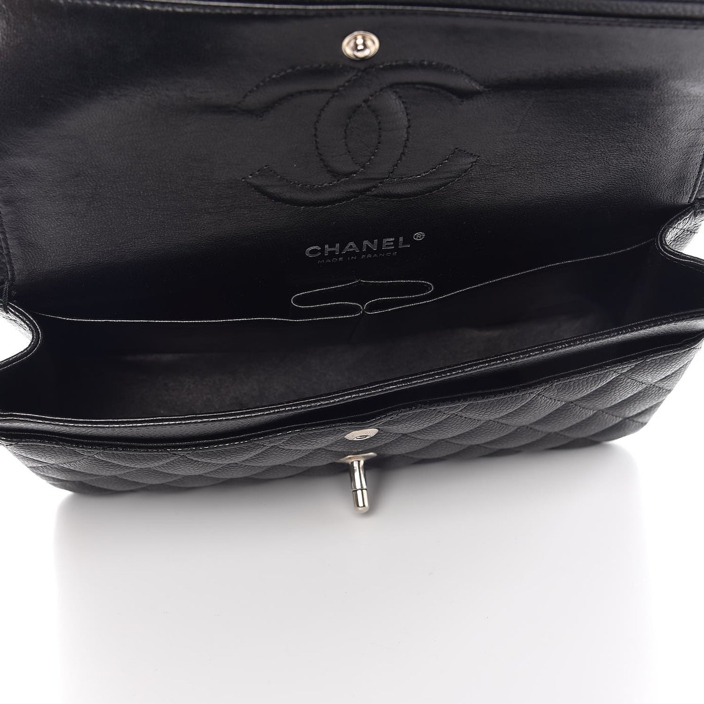 Caviar Quilted Medium Double Flap Black