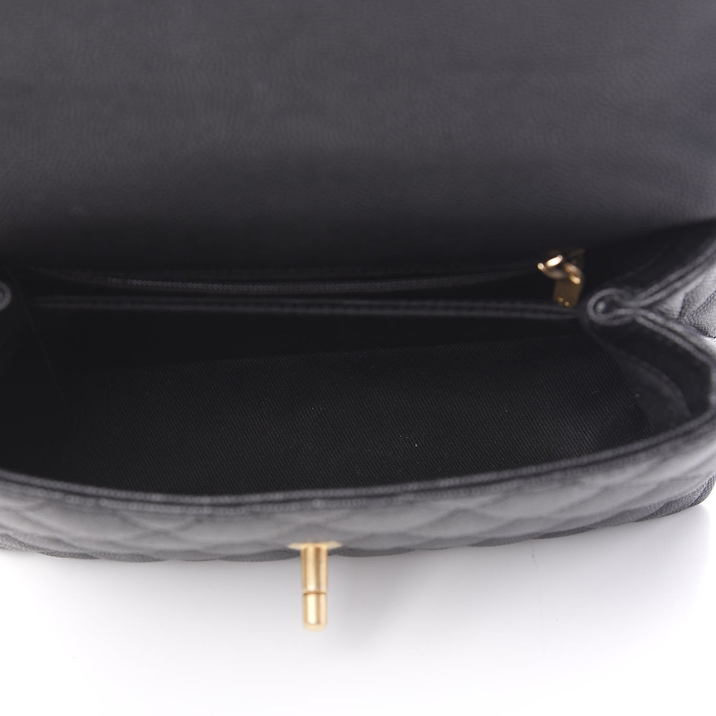 Caviar Lizard Embossed Quilted Mini Coco Handle Flap Black
