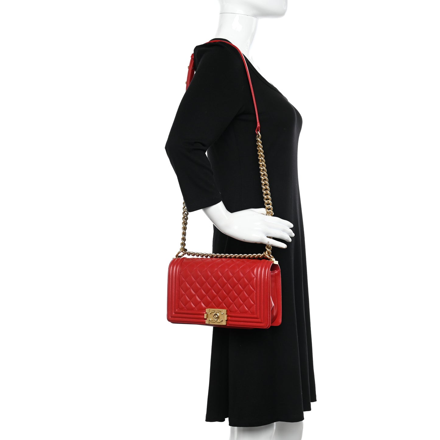 Lambskin Quilted Medium Boy Flap Red