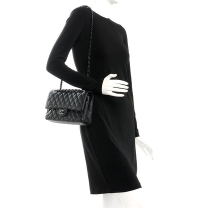 Chanel Crumpled Calfskin Quilted Medium Double Flap So Black 2 of 12
