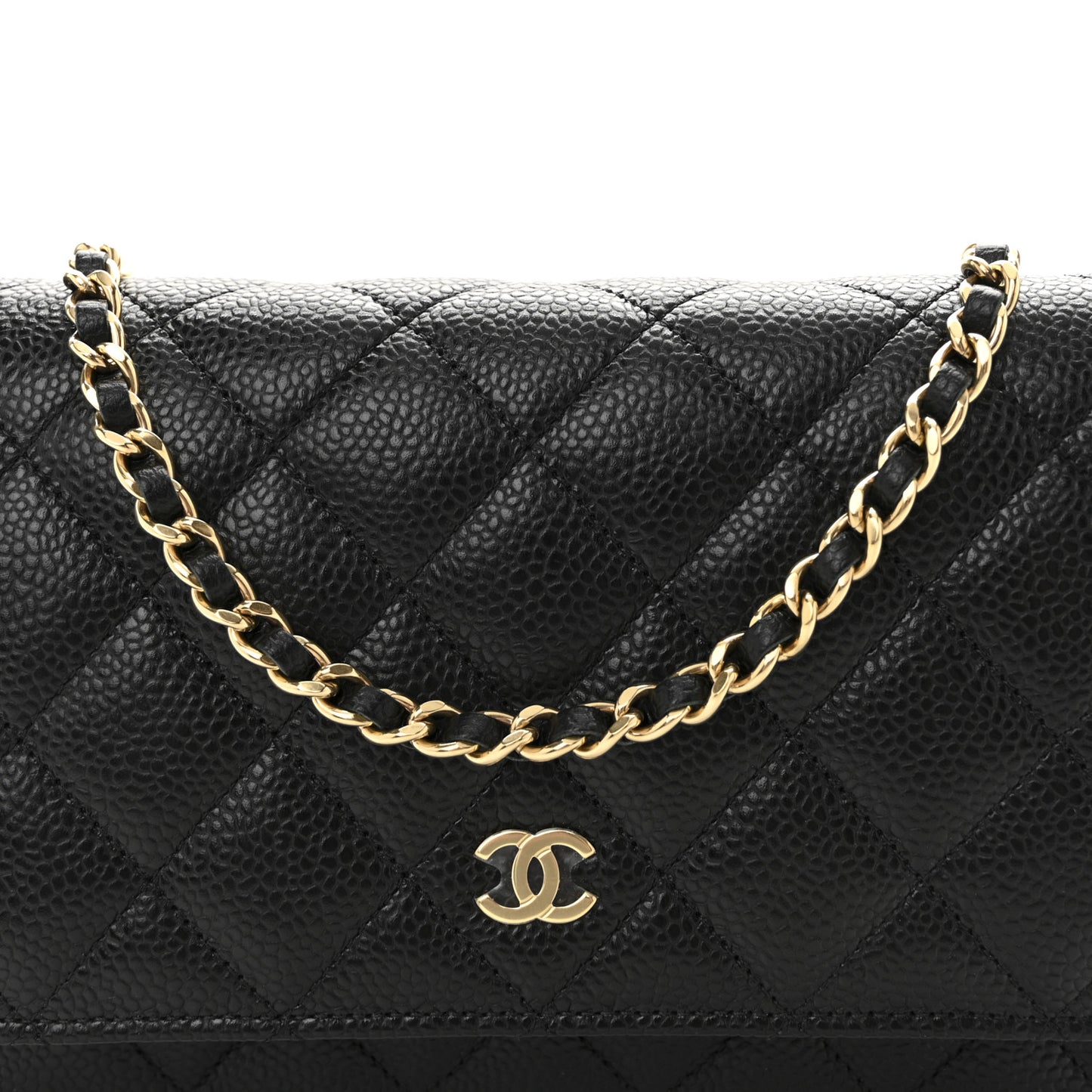Caviar Quilted Wallet on Chain WOC Black