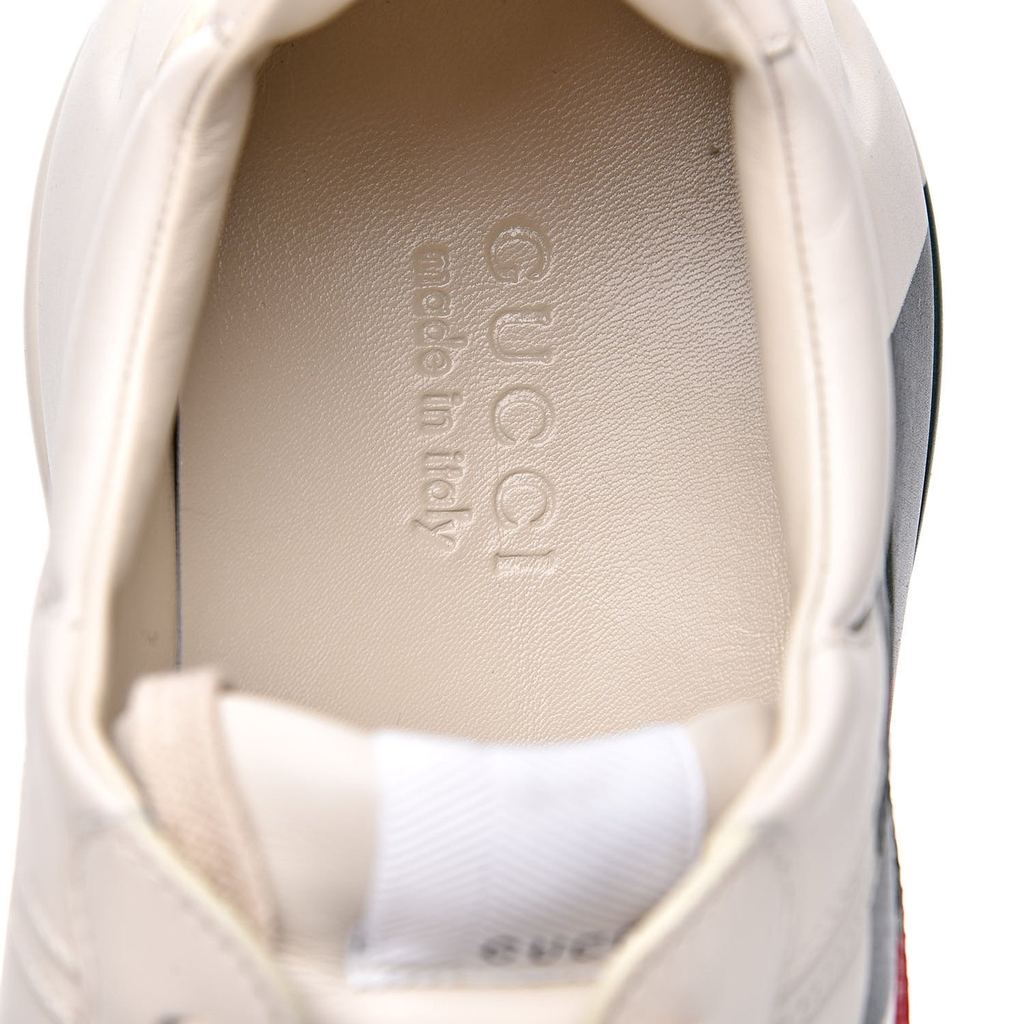 Calfskin Web Printed Mens Rhyton Sneakers 12.5 Mystic White