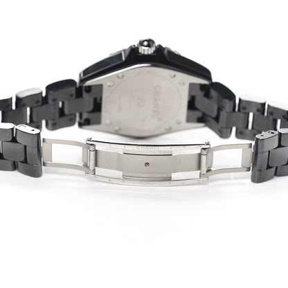 Chanel Stainless Steel Ceramic Diamond Bezel 33mm J12 Quartz Watch Black 5 of 6