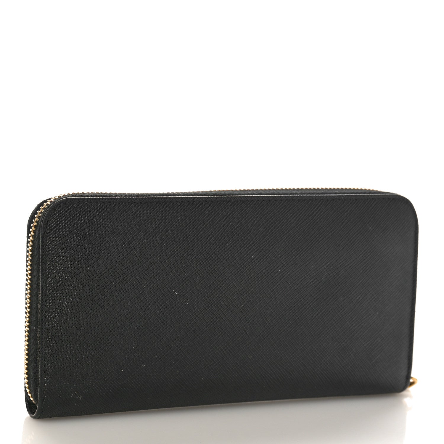 Prada Saffiano Metal Zip Around Wallet Black 3 of 8