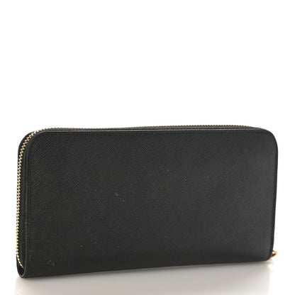 Prada Saffiano Metal Zip Around Wallet Black 3 of 8