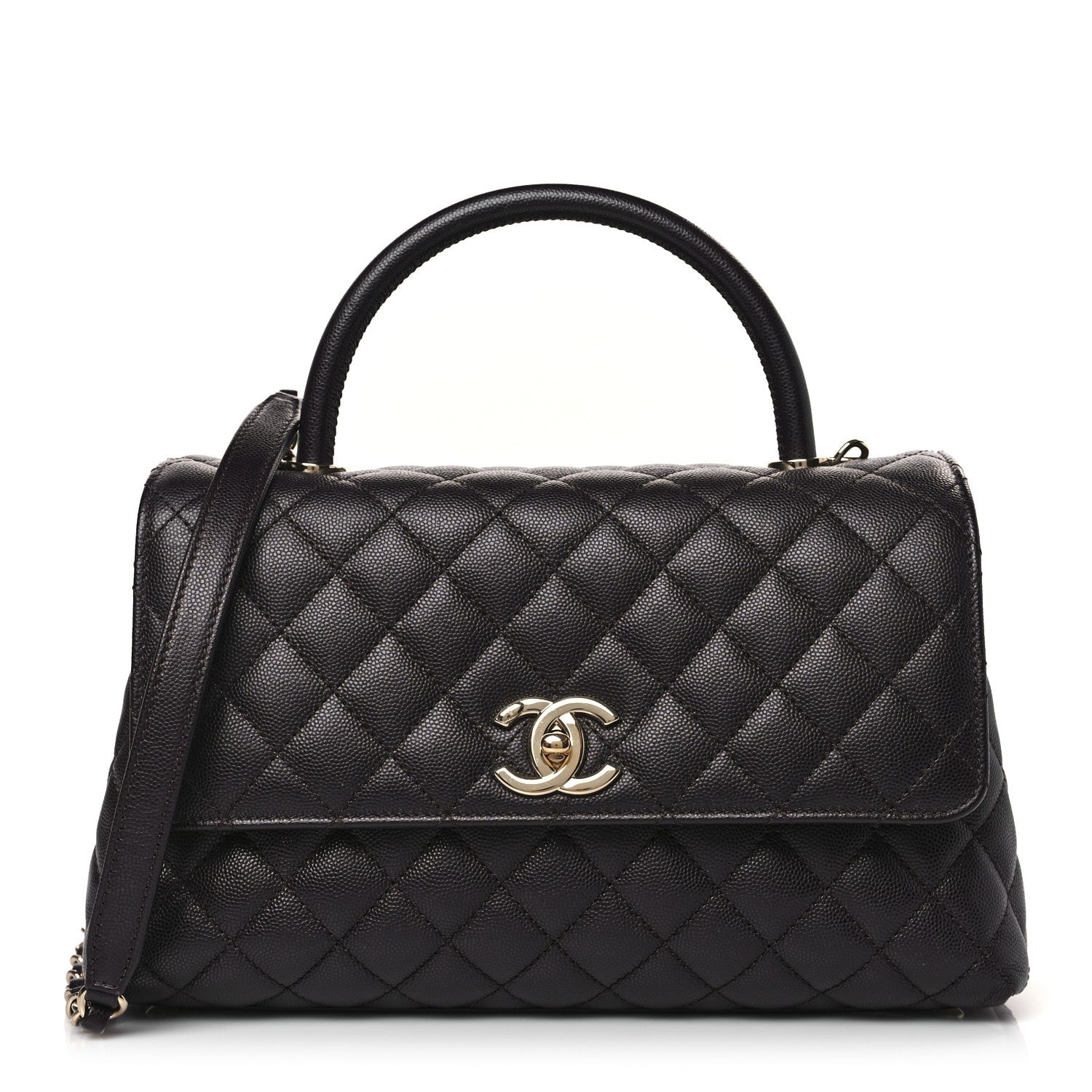 Chanel Caviar Quilted Small Coco Handle Flap Dark Brown 1 of 9