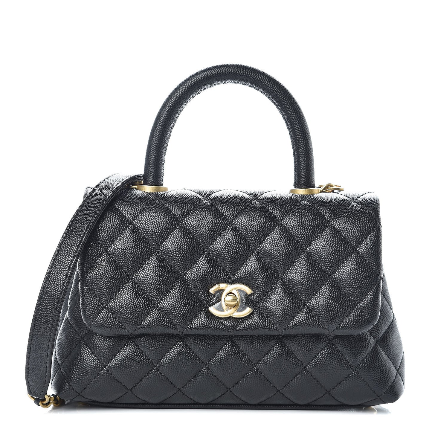 Caviar Quilted Mini Coco Handle Flap Black