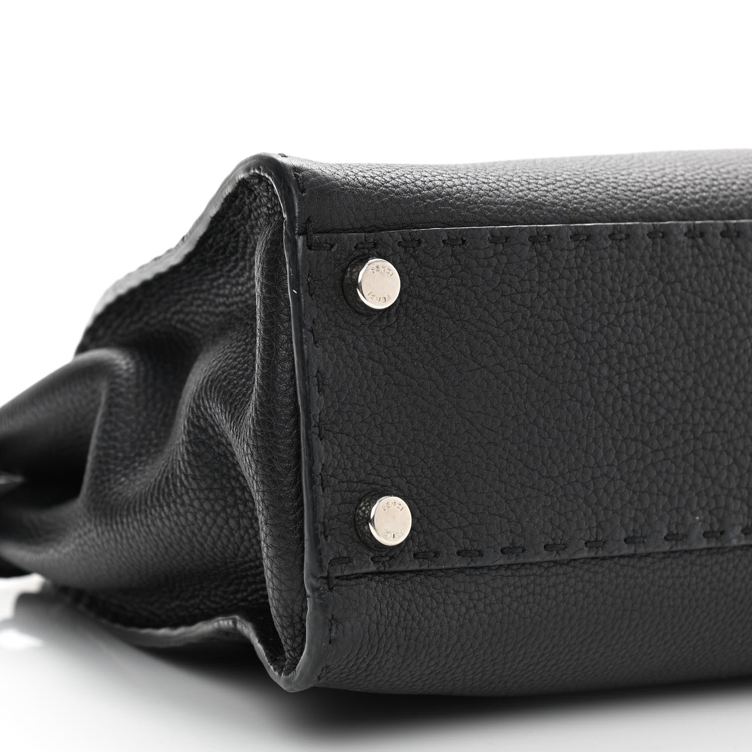 Fendi Cuoio Romano Selleria Bi-Color Medium Peekaboo Iconic Satchel Black Mou 8 of 12