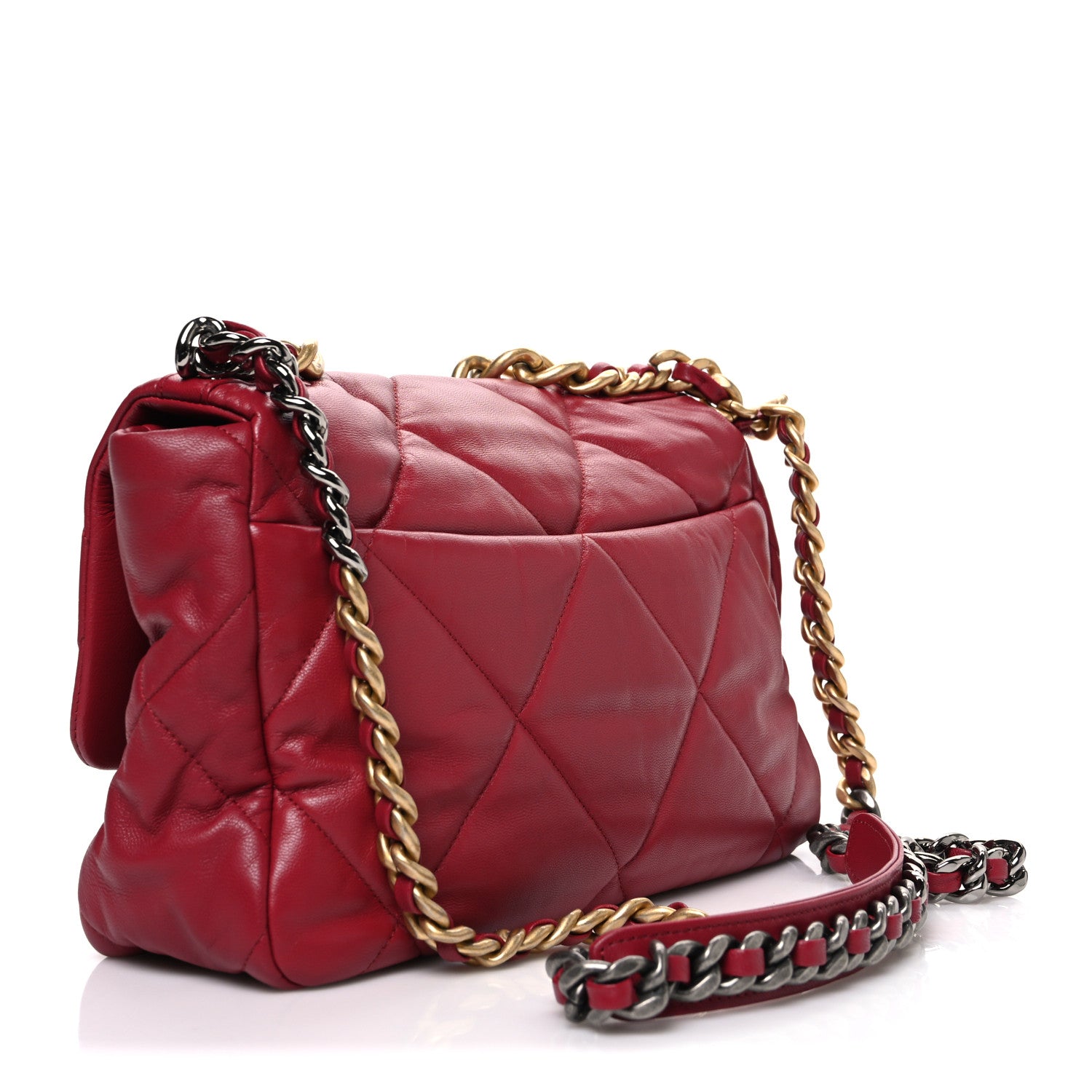 Chanel Lambskin Quilted Large Chanel 19 Flap Red 2 of 9