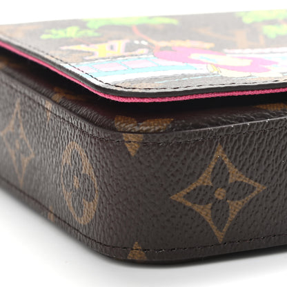 Louis Vuitton Monogram 2021 Christmas Animation Hollywood Pochette Felicie Chain Wallet Fuchsia 9 of 11