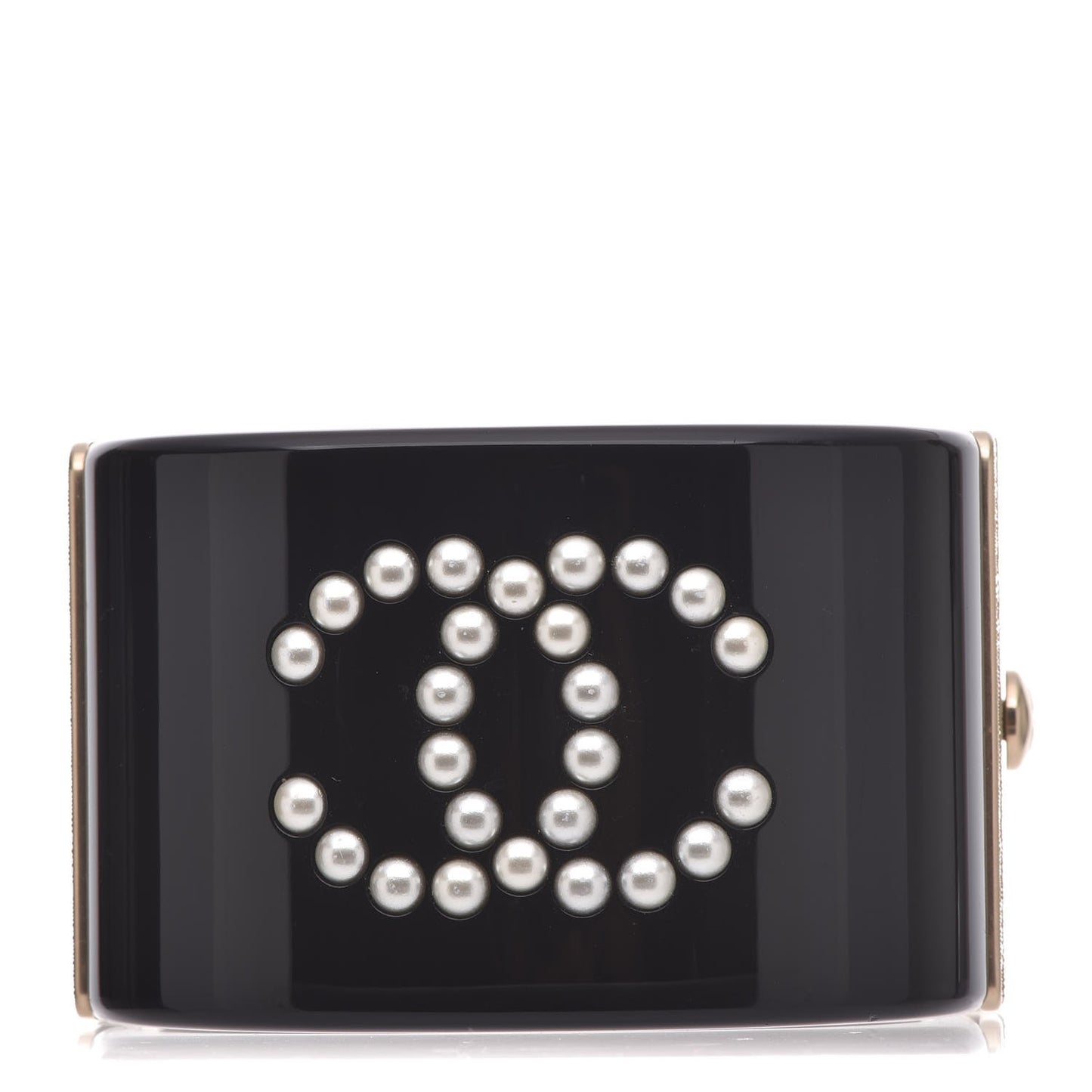 Resin Pearl Crystal CC Cuff Black