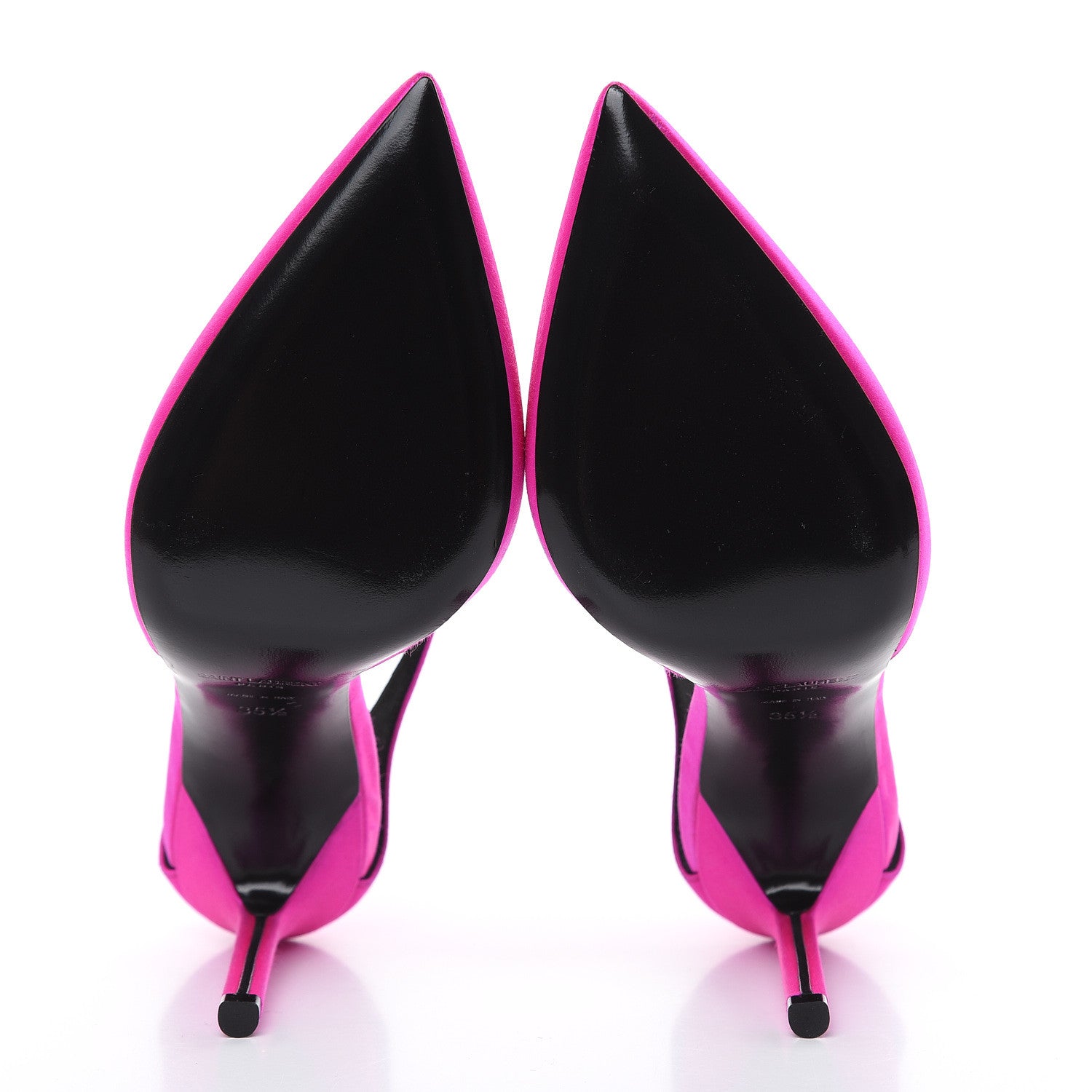 Saint Laurent Satin Anja 105 Ankle Strap Pointed Pumps 35.5 Fuchsia 5 of 13