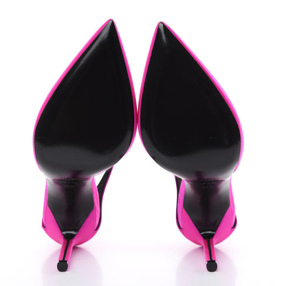 Saint Laurent Satin Anja 105 Ankle Strap Pointed Pumps 35.5 Fuchsia 5 of 13