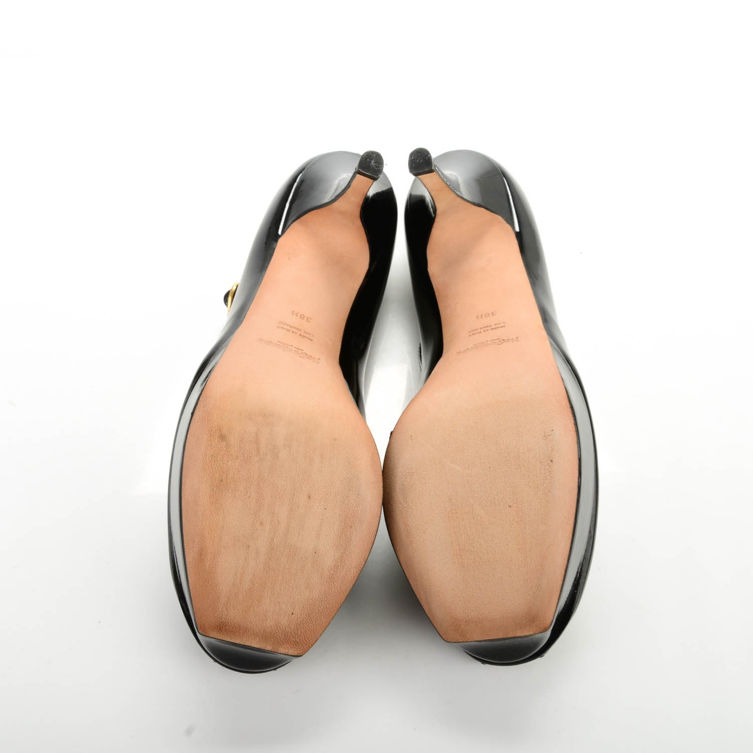 Saint Laurent Patent Tribtoo 80 Ankle Strap Pumps 38.5 Black 7 of 8