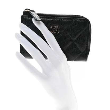 Chanel Caviar Quilted Zipped Key Holder Case Black 2 of 8