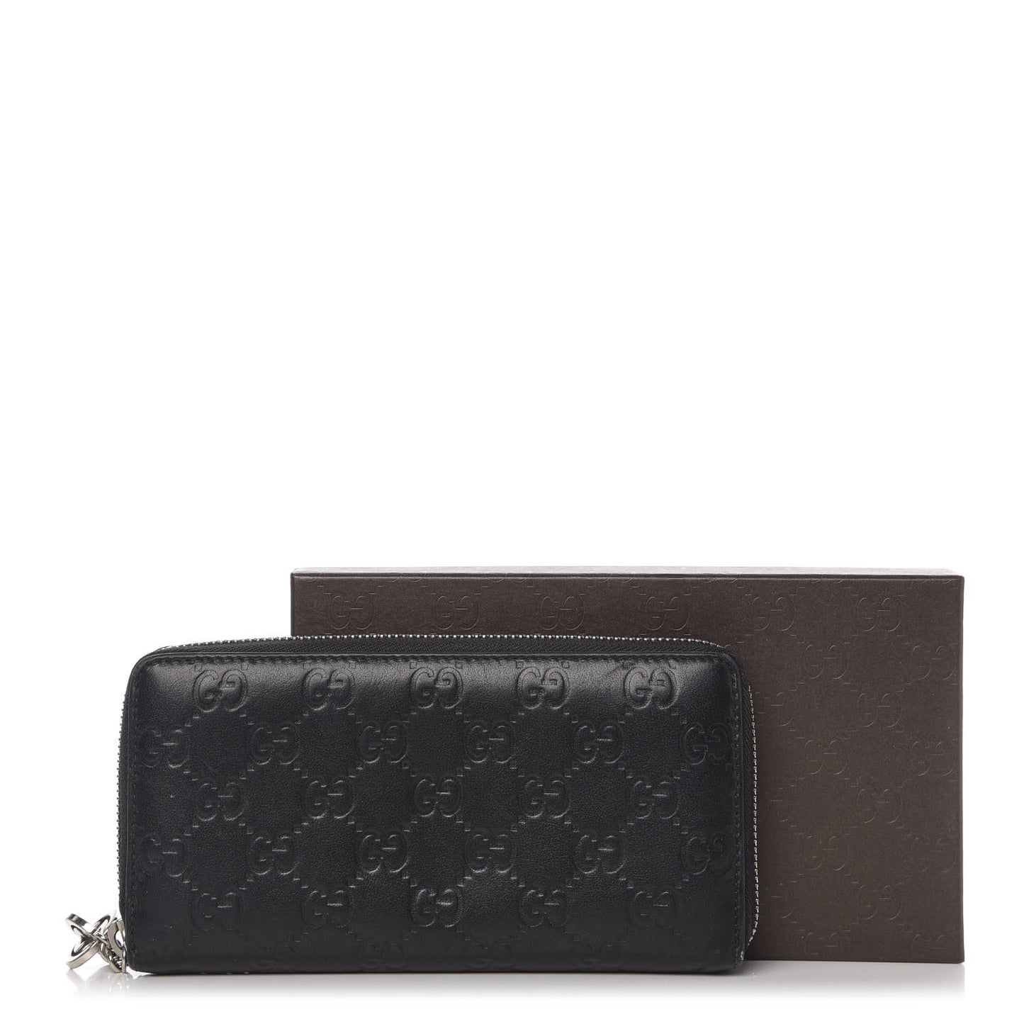Guccissima Large Twins Zip Around Wallet Black
