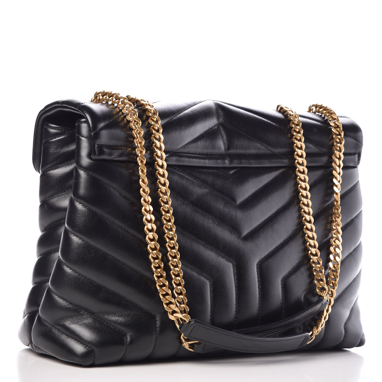 Calfskin Y Quilted Monogram Medium Loulou Chain Satchel Black
