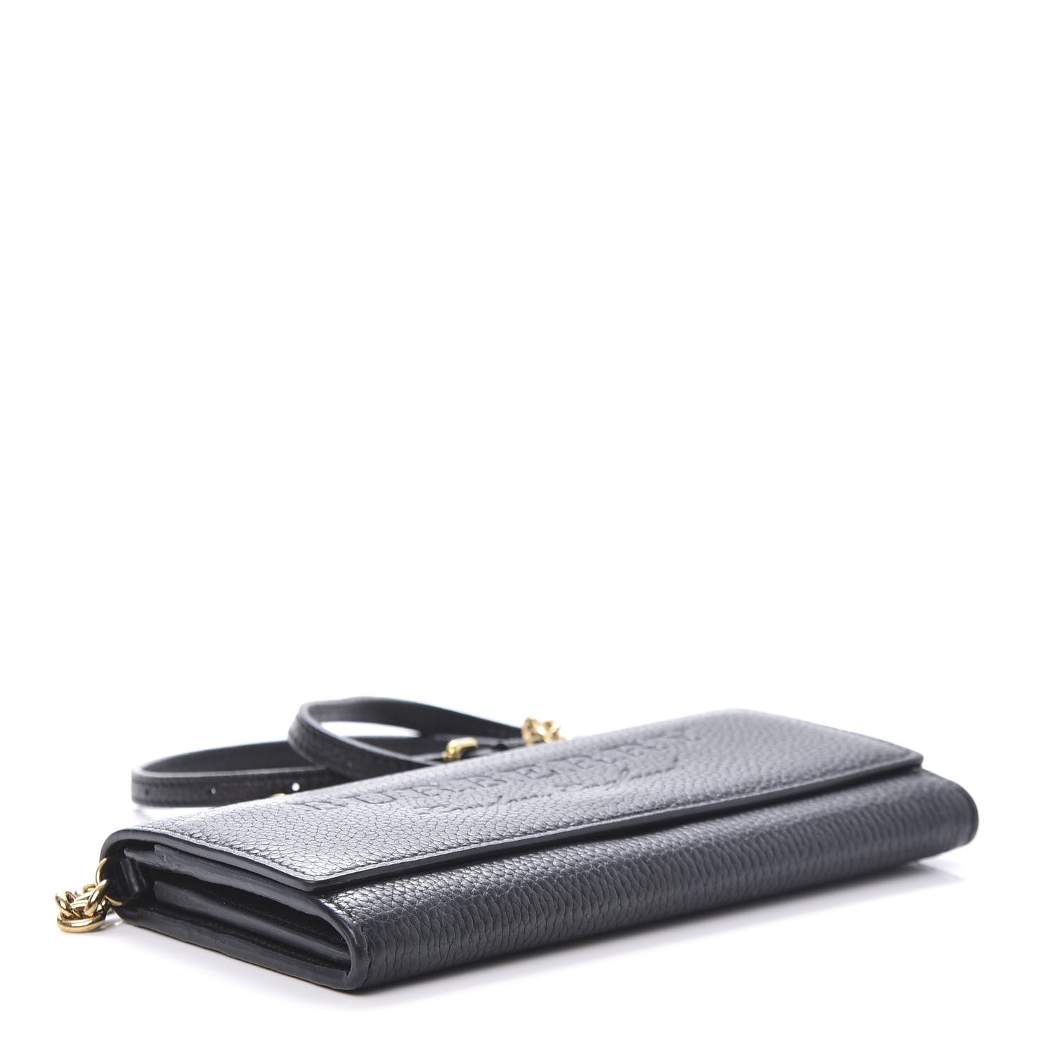 Burberry Calfskin Logo Embossed Chain Wallet Black 4 of 9