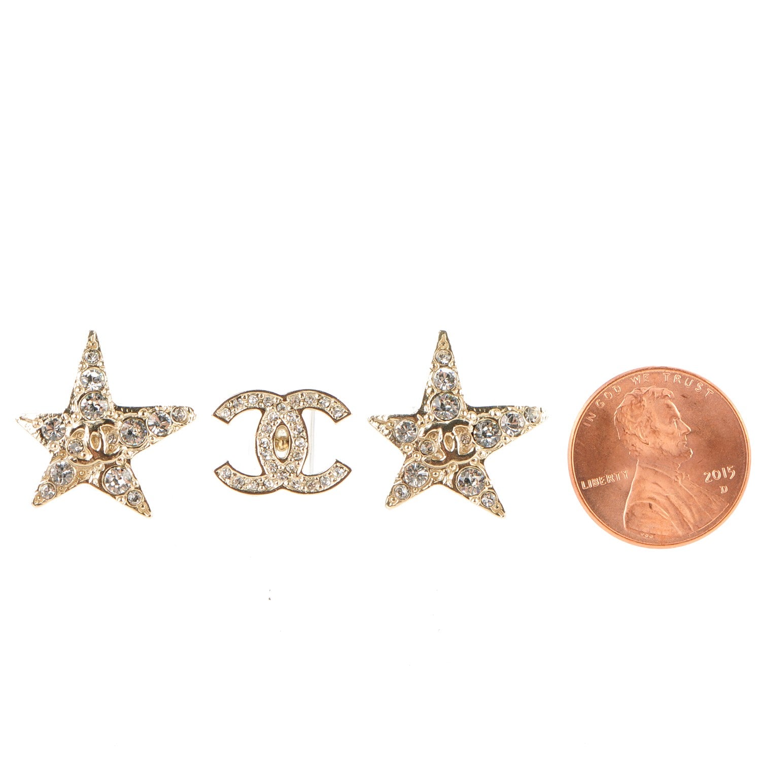 Chanel Swarovski Crystal CC Star Earphone Charms Gold 2 of 4