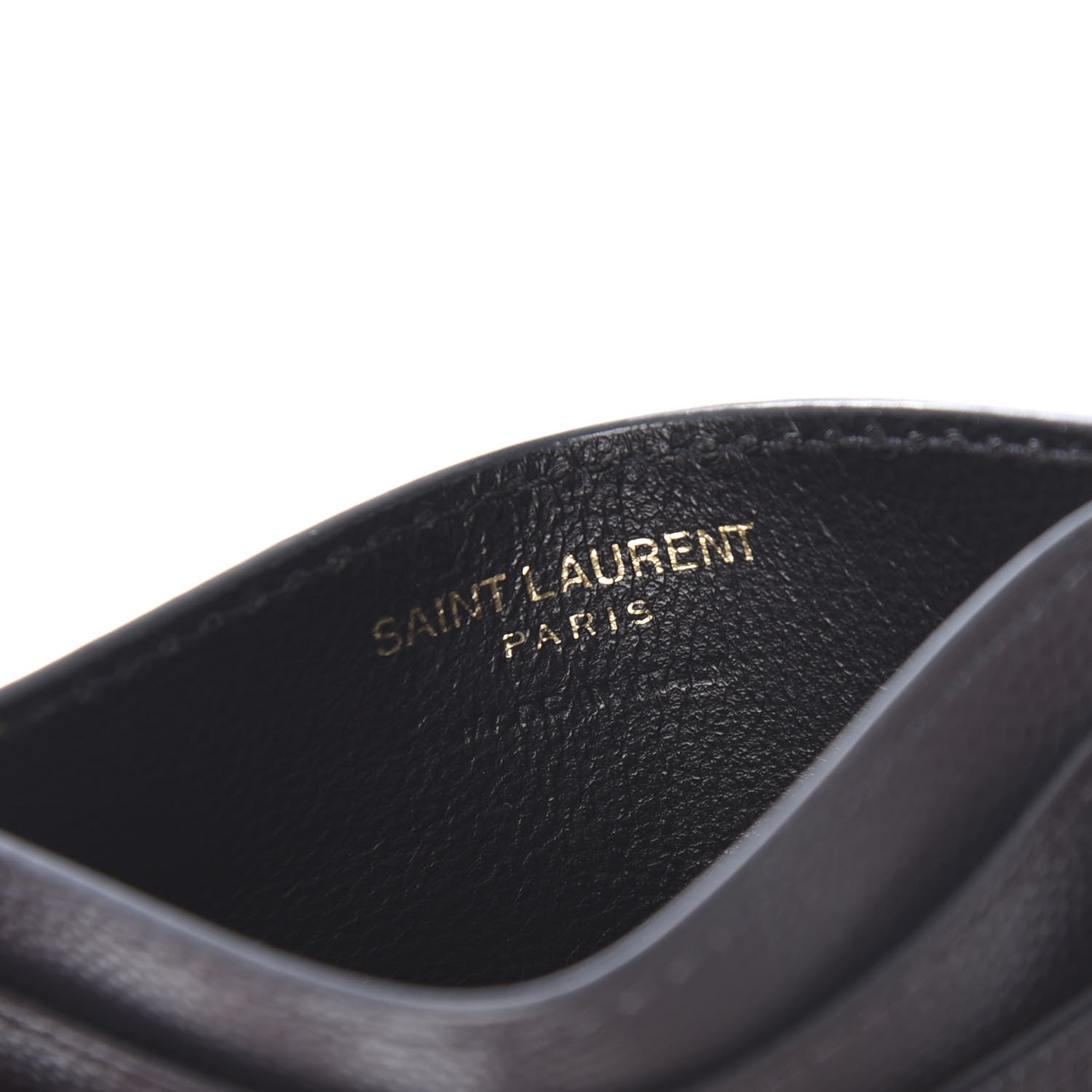 Saint Laurent Grain De Poudre Matelasse Chevron Monogram Credit Card Case Algae 6 of 7