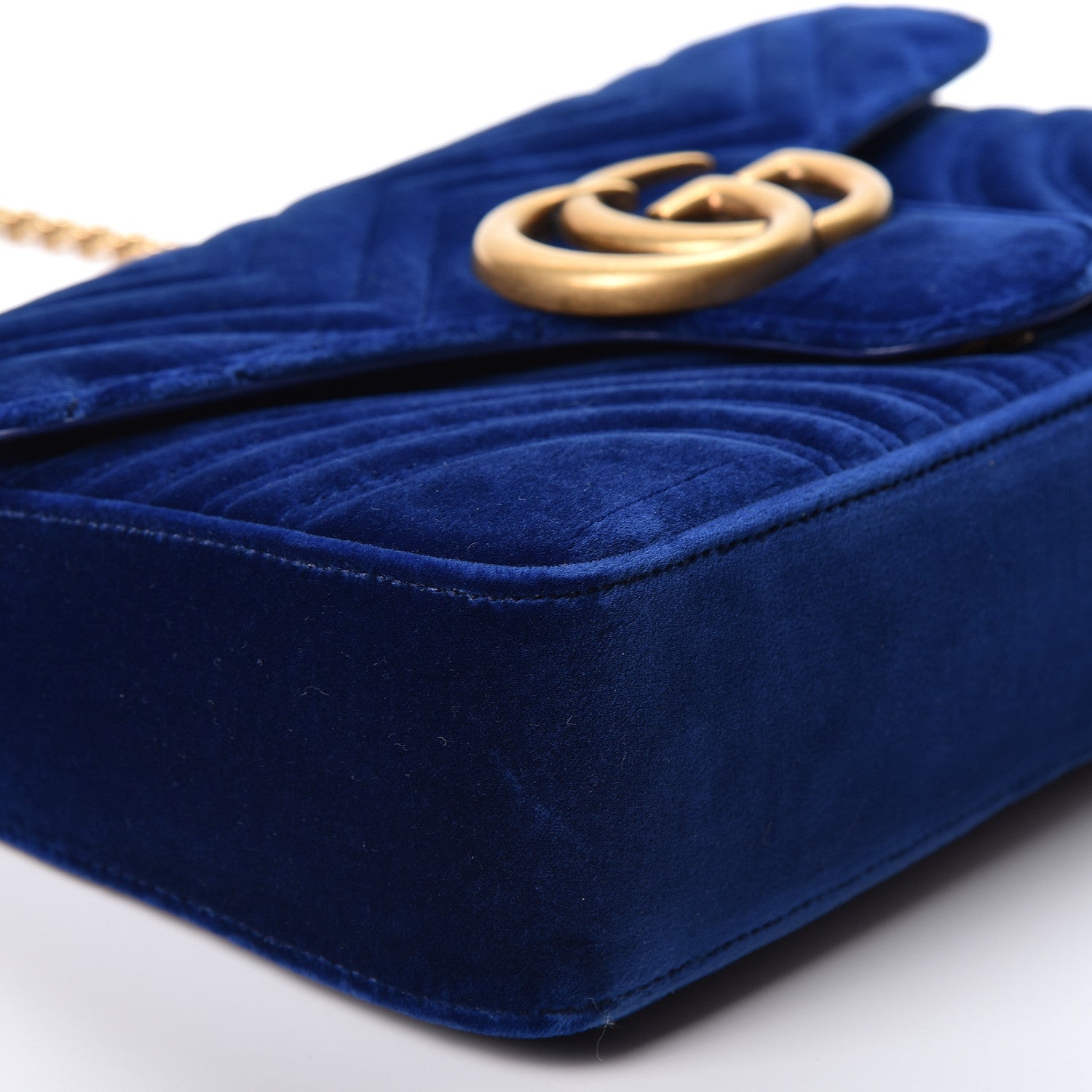 Gucci Velvet Matelasse Medium GG Marmont Shoulder Bag Cobalt Blue 8 of 9