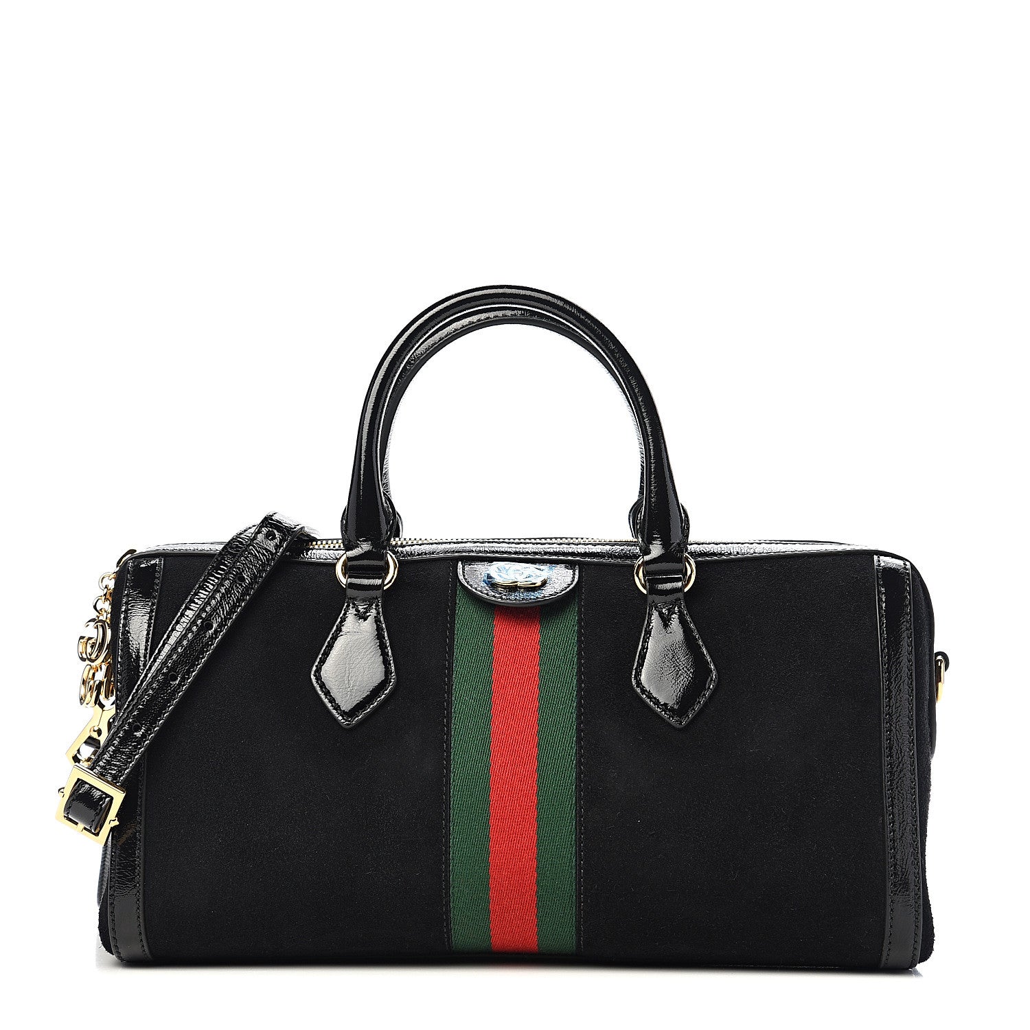 Gucci Suede Patent GG Web Medium Ophidia Boston Black 1 of 9