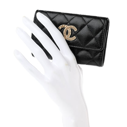 Chanel Caviar Quilted Chain CC Flap Card Holder Black 2 of 9