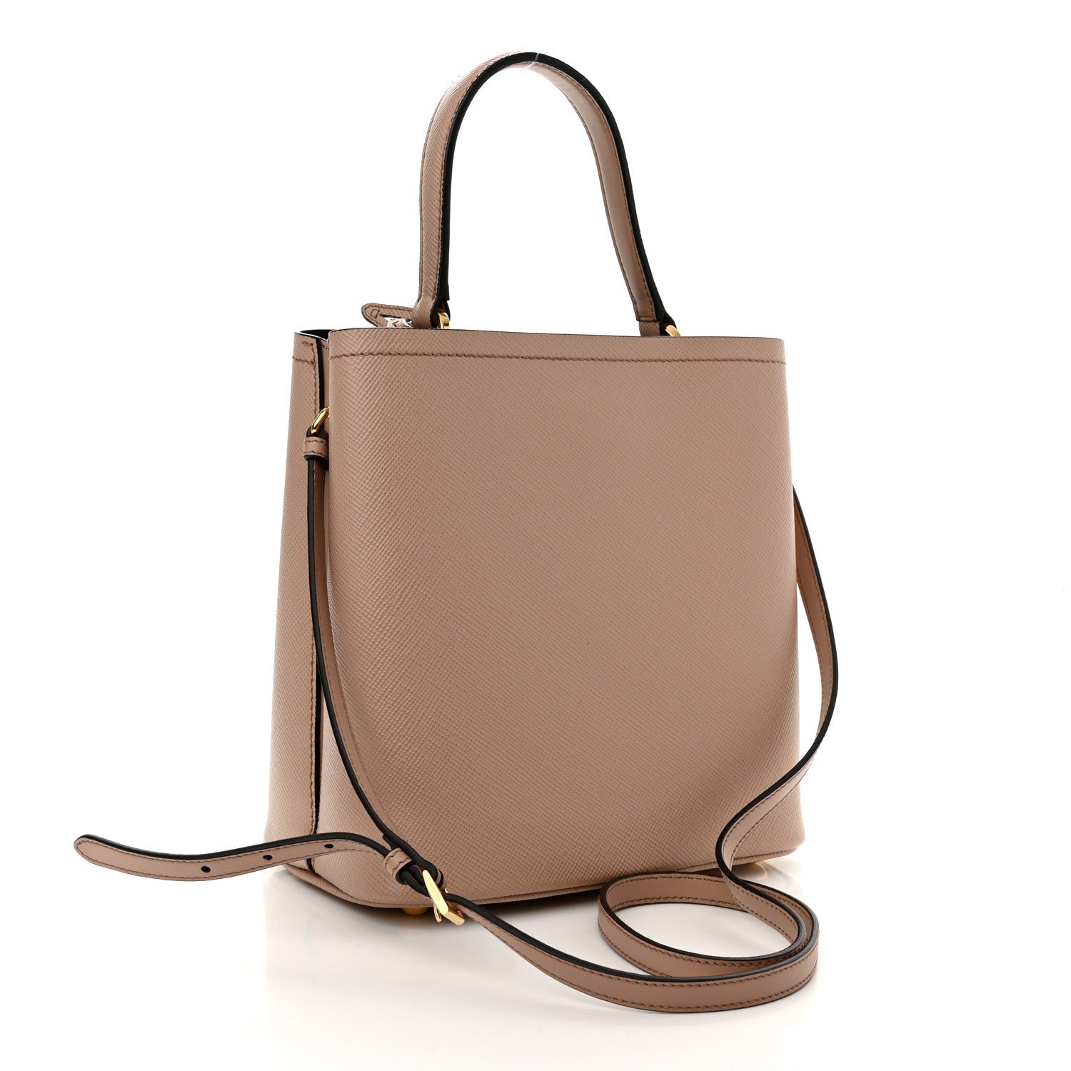 Prada Saffiano Cuir Medium Panier Bucket Bag Cipria Black 3 of 9