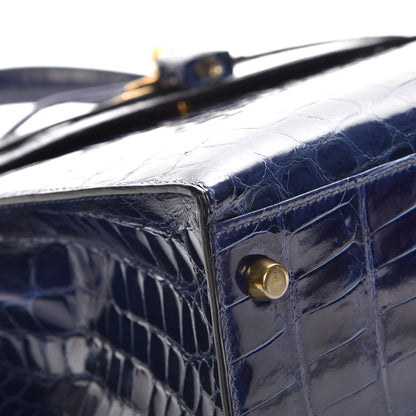 Hermes Shiny Niloticus Crocodile Kelly Sellier 32 Bleu Saphir 31 of 32