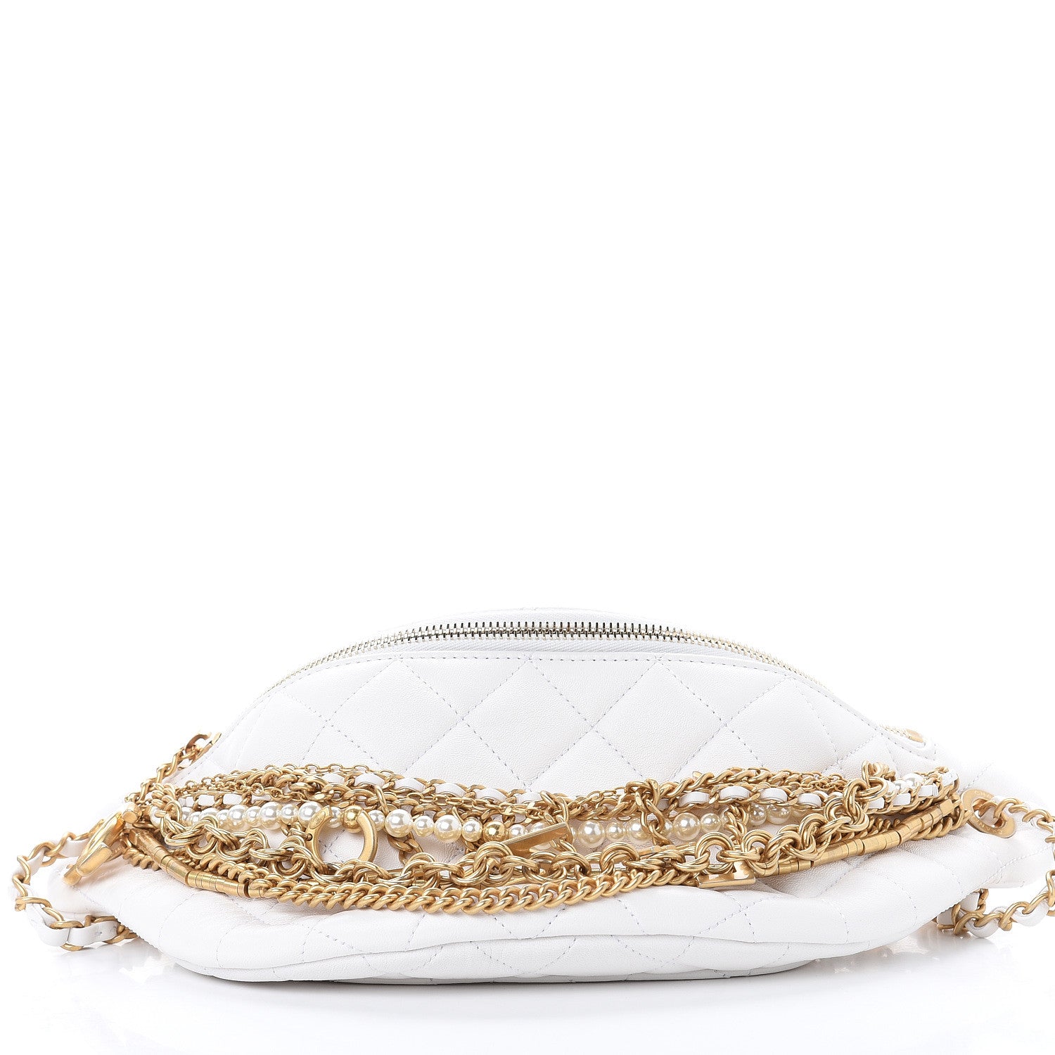 Chanel Lambskin Quilted All About Chains Waist Belt Bag White 8 of 8