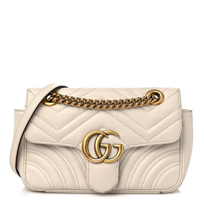 Gucci Calfskin Matelasse Mini GG Marmont Shoulder Bag White 1 of 18