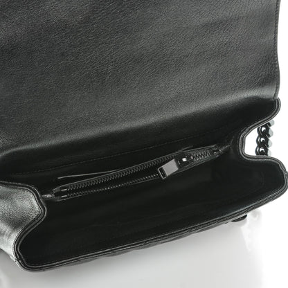 Saint Laurent Sheepskin Matelasse Chevron Monogram Medium College Bag Black 5 of 8